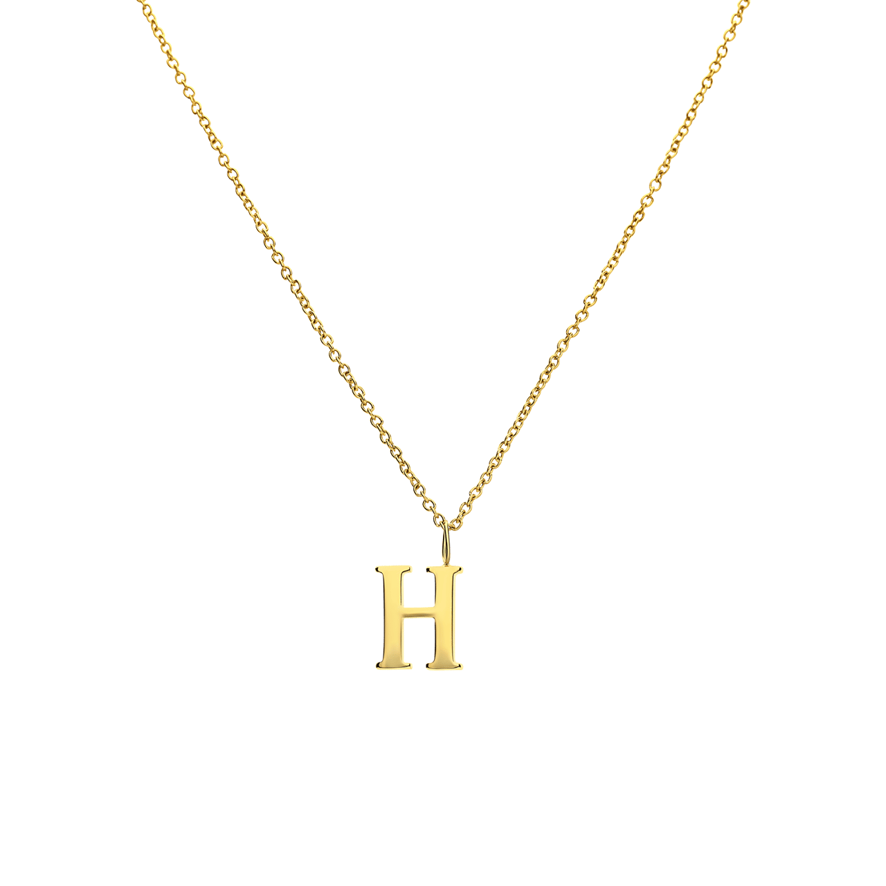 Stalen goldplated ketting letter H