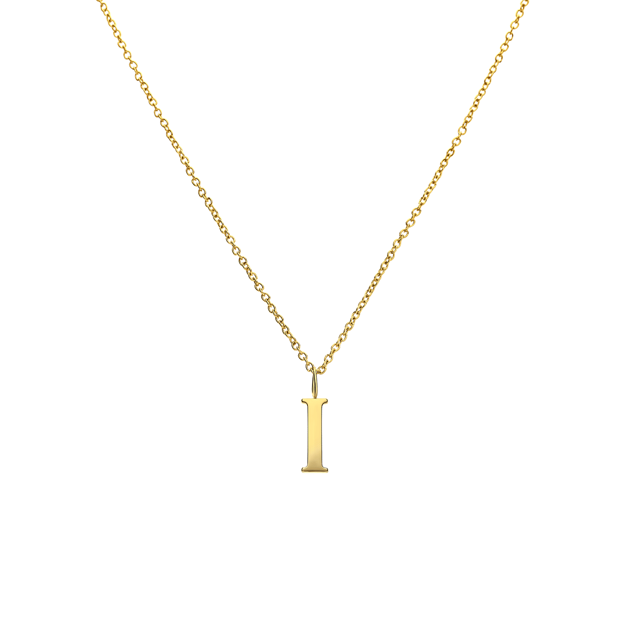 Stainless steel goldplated ketting met letterhanger I voor dames