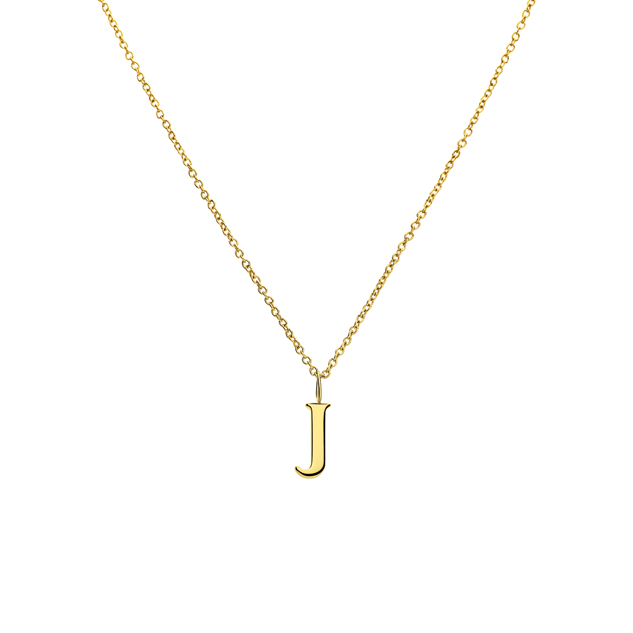 Stainless steel goldplated ketting met letterhanger J voor dames