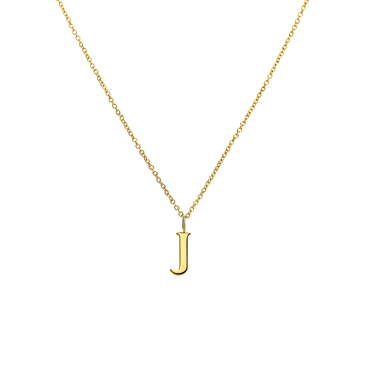 Stalen goldplated ketting letter J