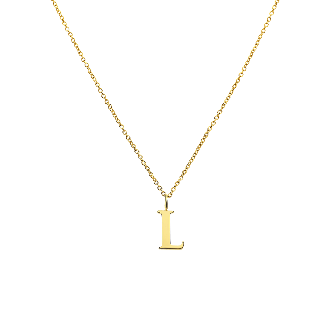 Stainless steel goldplated ketting met letterhanger L voor dames
