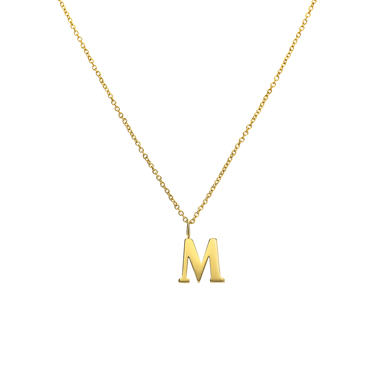 Stainless steel goldplated ketting met letterhanger M voor dames