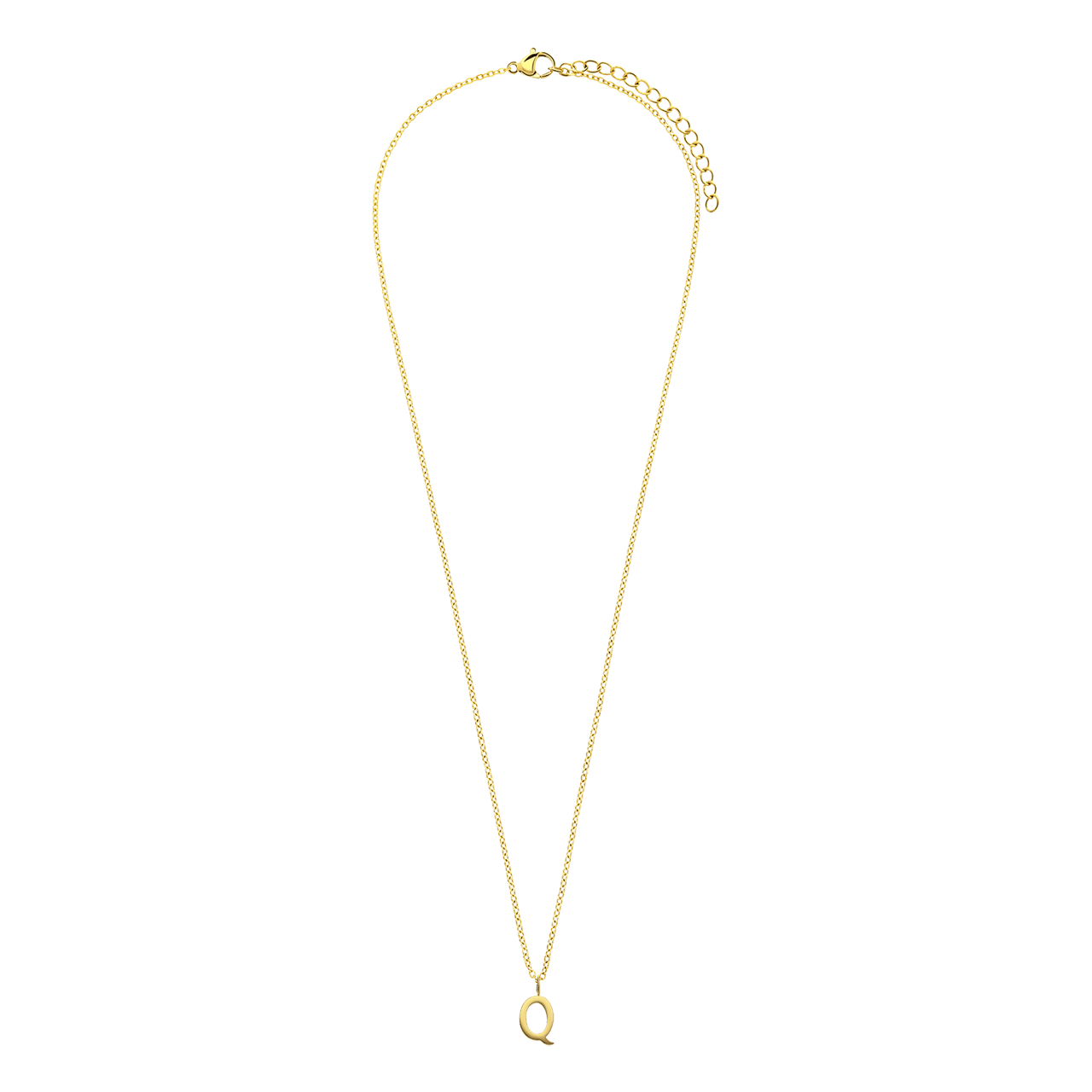 Stainless steel goldplated ketting letter Q