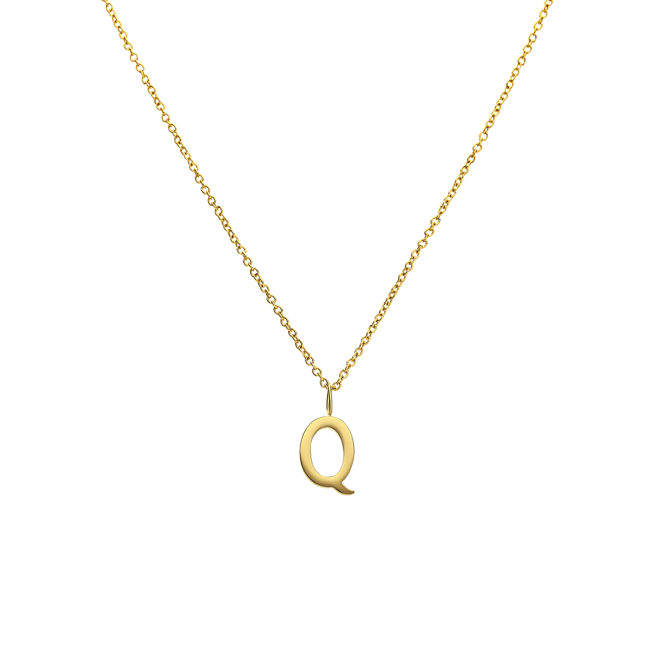 Stalen goldplated ketting letter Q