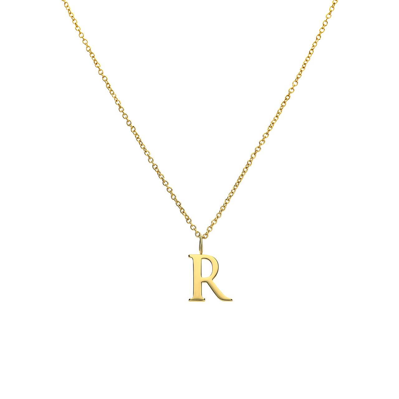 Stalen goldplated ketting letter R