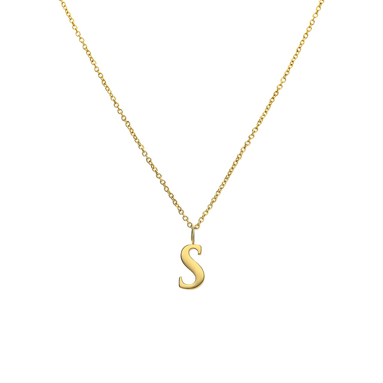 Stainless steel goldplated ketting met letterhanger S voor dames