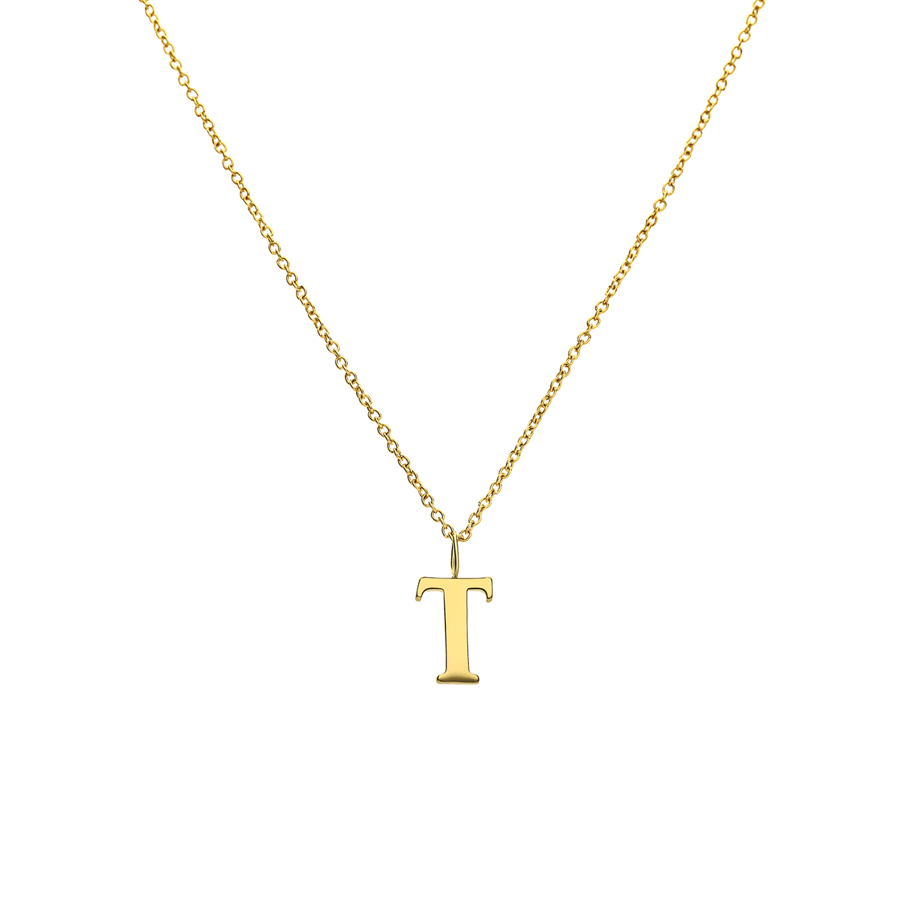 Stalen goldplated ketting letter T