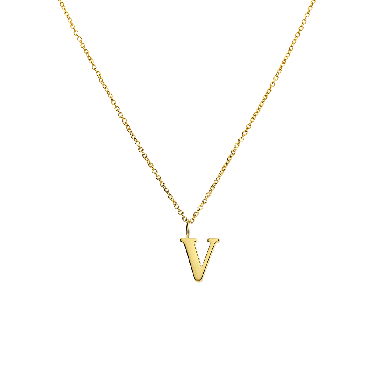 Stalen goldplated ketting letter V
