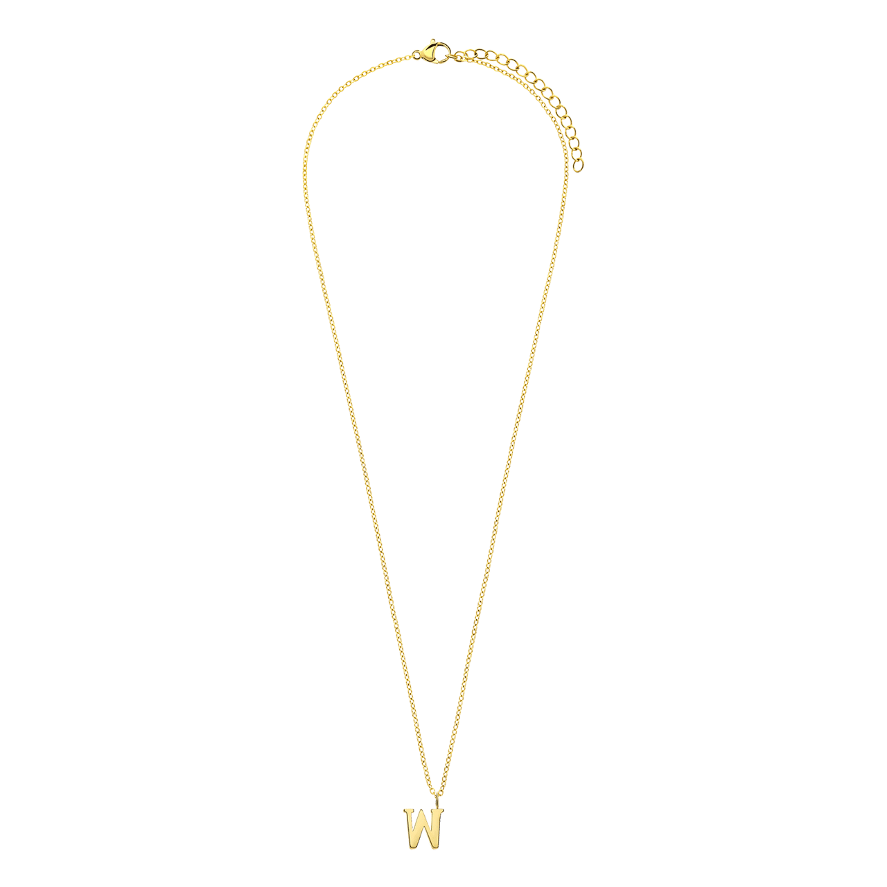 Stainless steel goldplated ketting letter W