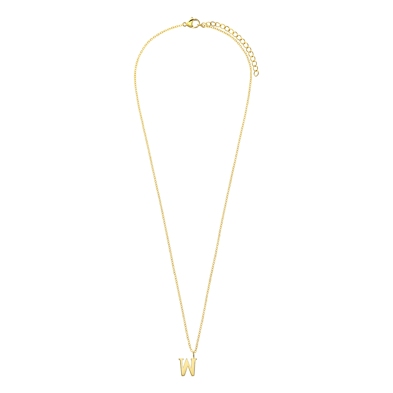 Stalen goldplated ketting letter W