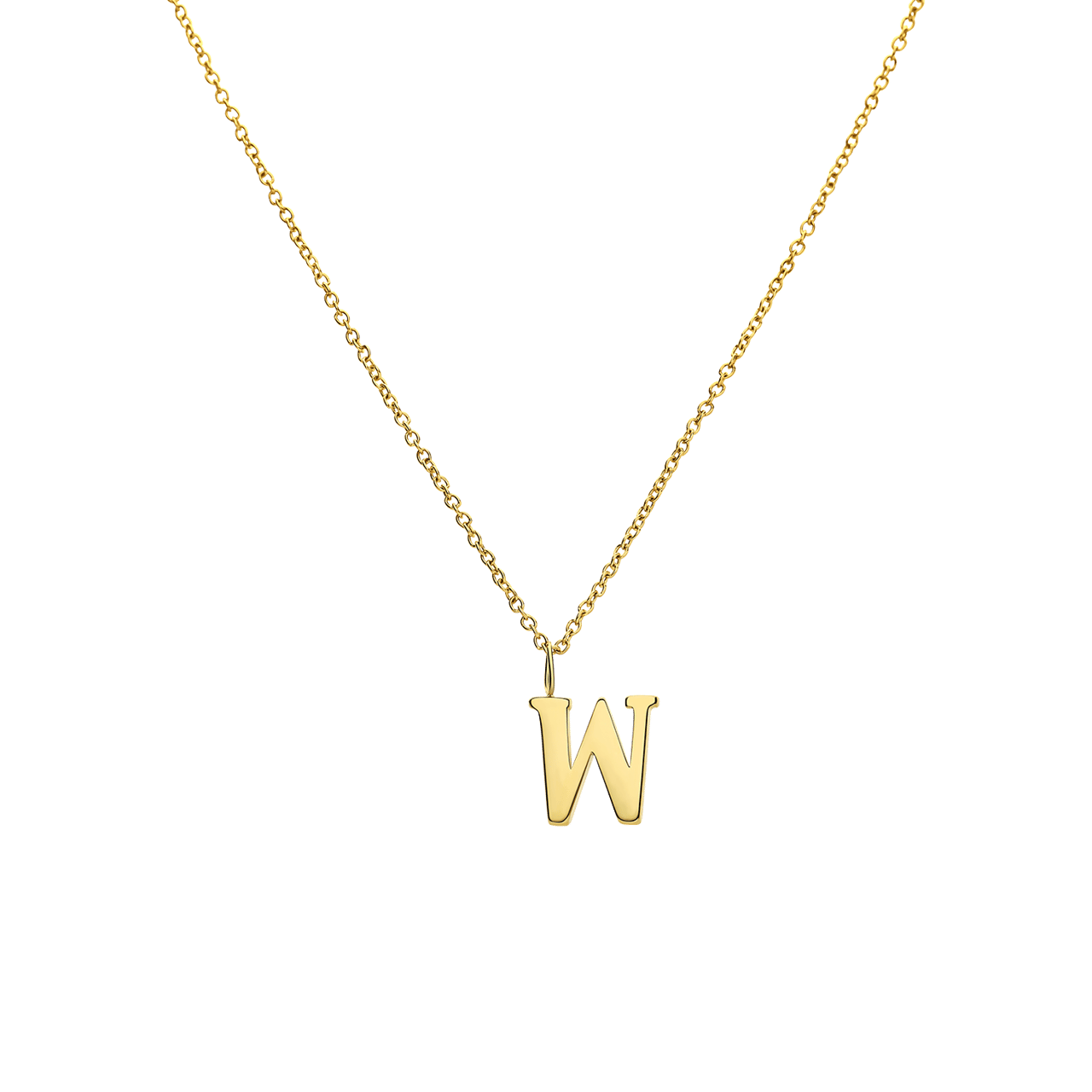 Stainless steel goldplated ketting met letterhanger W voor dames