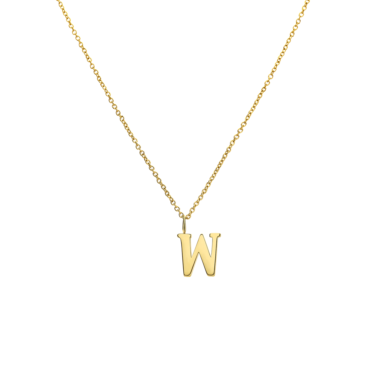 Stalen goldplated ketting letter W
