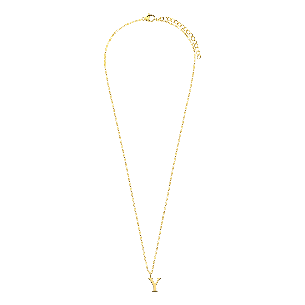 Stainless steel goldplated ketting met letterhanger Y voor dames