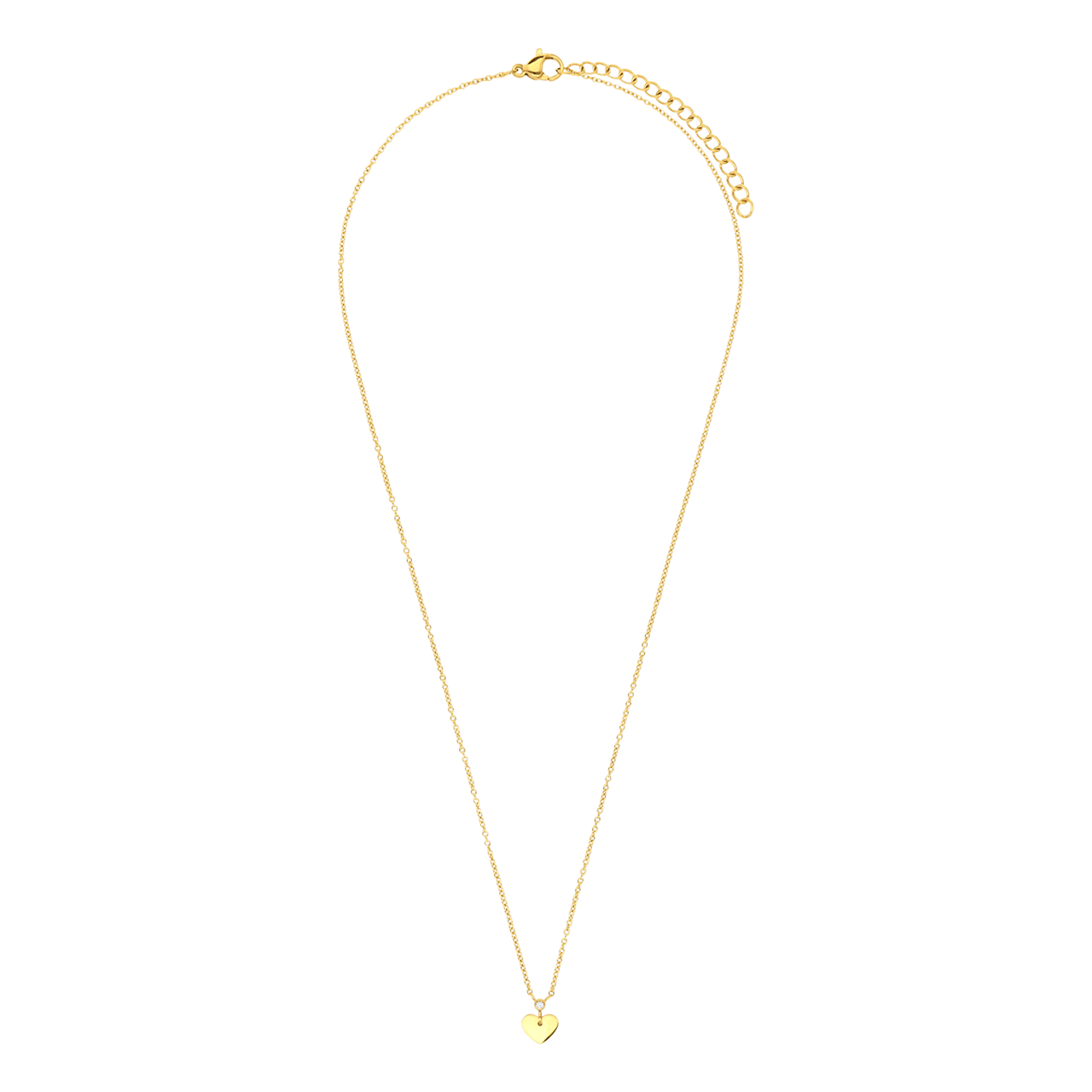 Stalen goldplated ketting met hanger hart met zirkonia voor dames