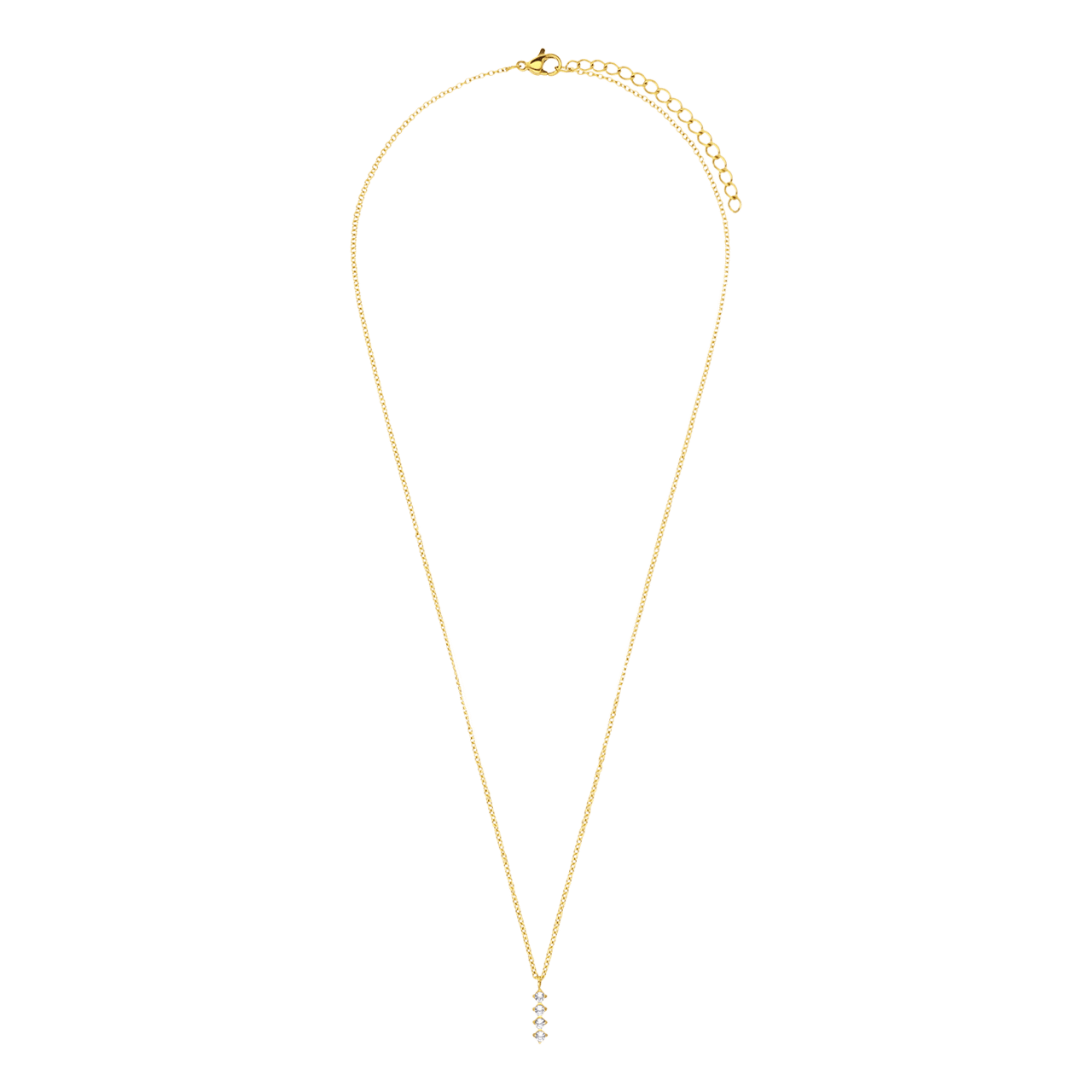 Stalen goldplated ketting met hanger met zirkonia voor dames
