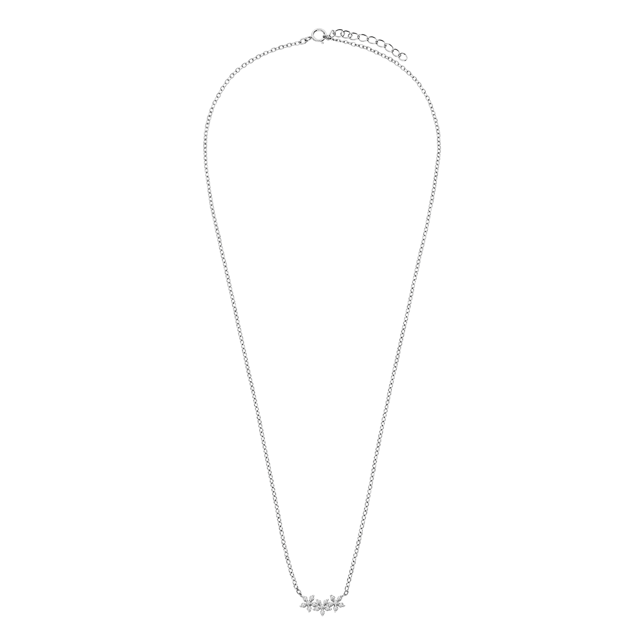 Collier, 925 Silber, drei Blumen mit Zirkonia