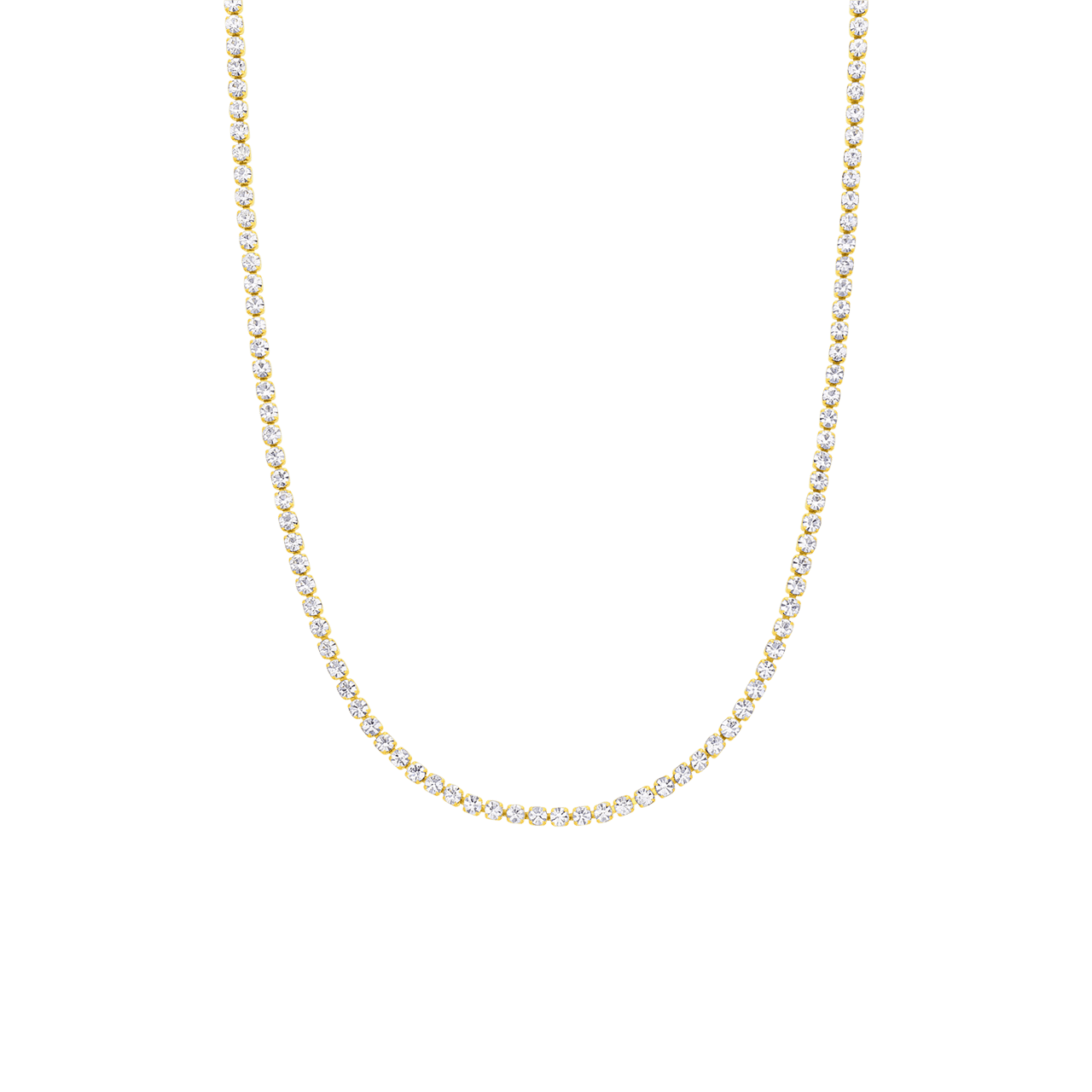 Stainless steel goldplated tennisketting met stras voor dames