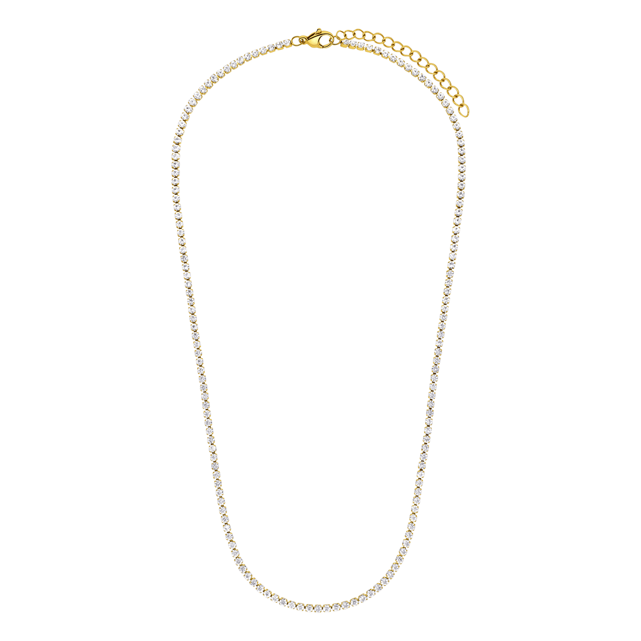 Stainless steel goldplated tennisketting met stras voor dames