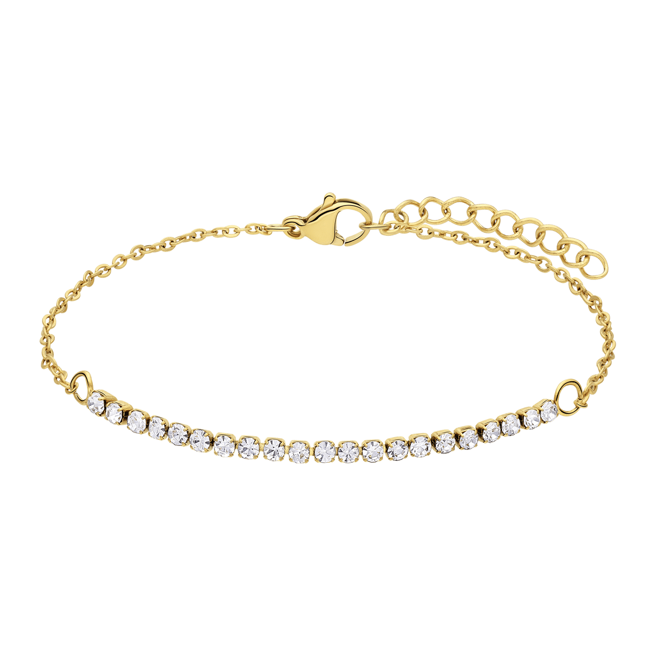 Tennisarmband aus Edelstahl, vergoldet, mit Strassbesatz