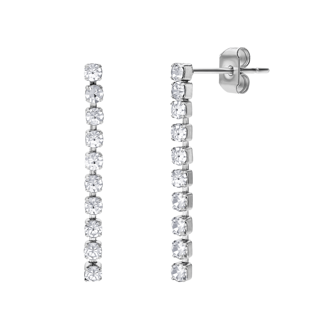 Stainless steel tennisoorbellen met stras