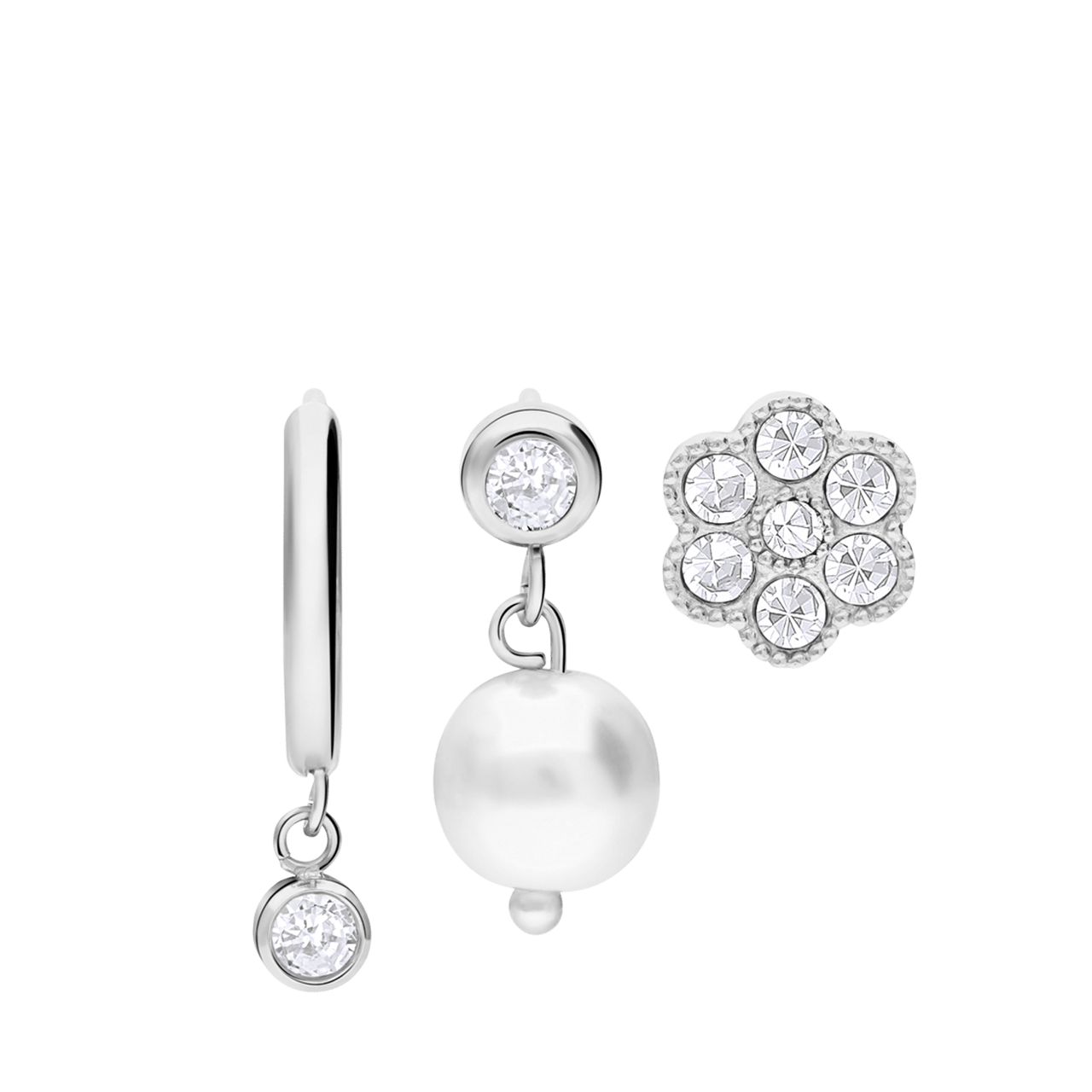 Ohrringe aus Edelstahl, Set, Perle