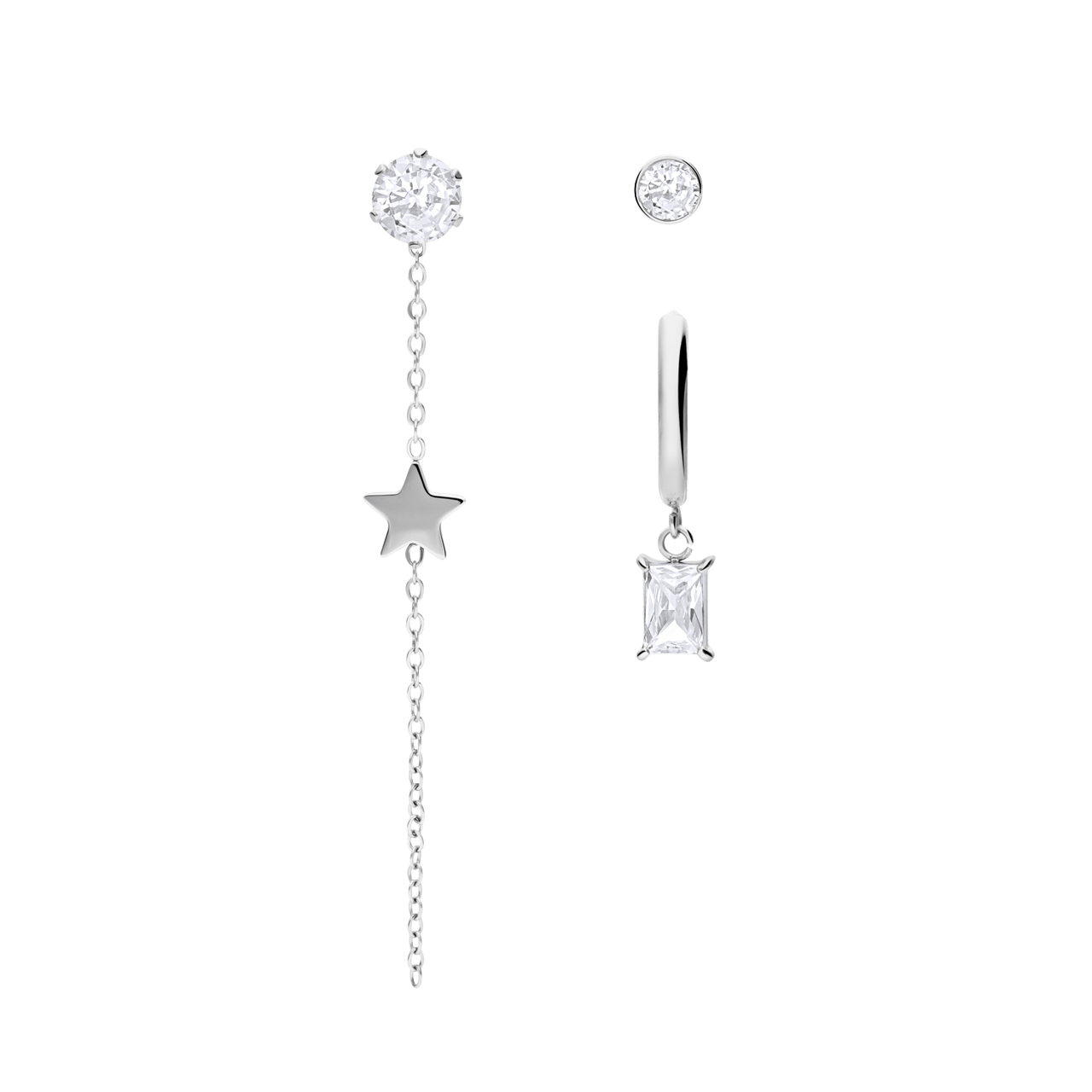 Stainless steel oorringen set ster voor dames