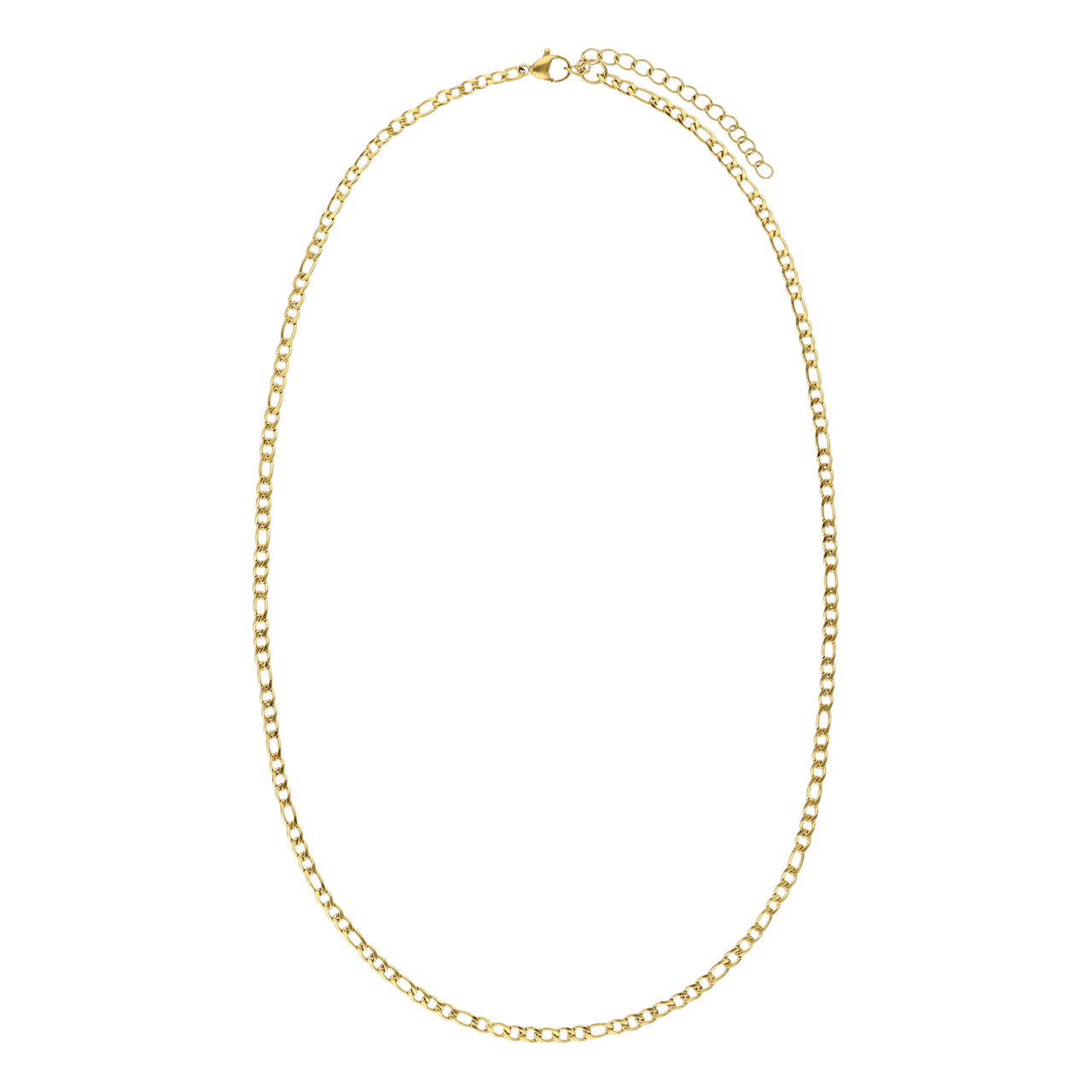 Stainless steel goldplated figaro ketting unisex 3mm breed