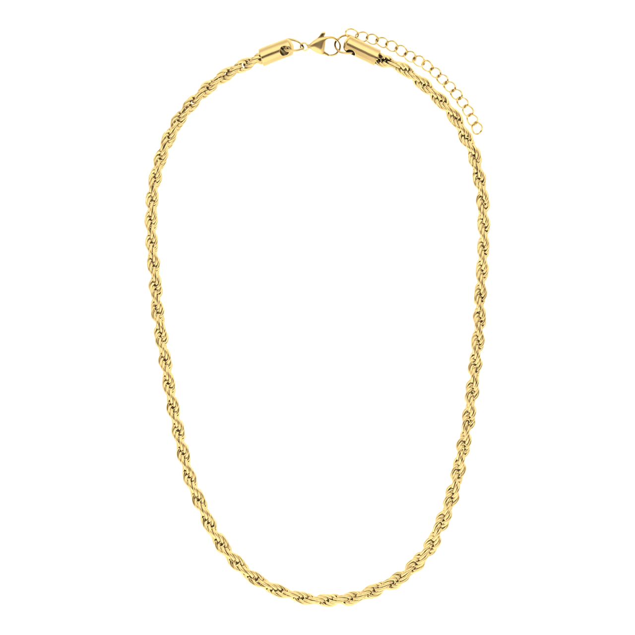 Halskette aus Edelstahl, vergoldet, mit Kordelglied, 3 mm