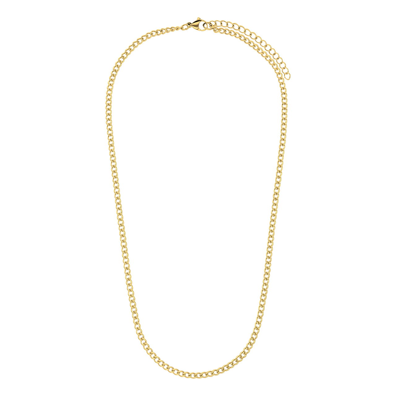 Halskette aus Edelstahl, vergoldet, mit Gourmetglied, 3 mm