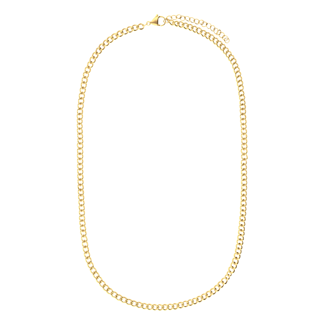 Stalen goldplated schakelketting 4mm voor dames
