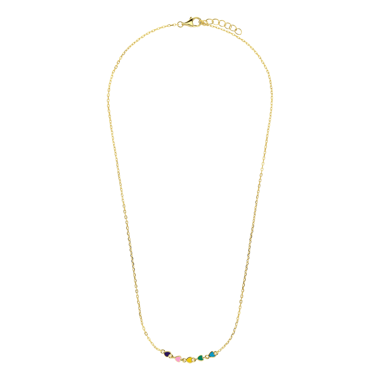Zilveren goldplated kinderketting met hanger hart met emaille 