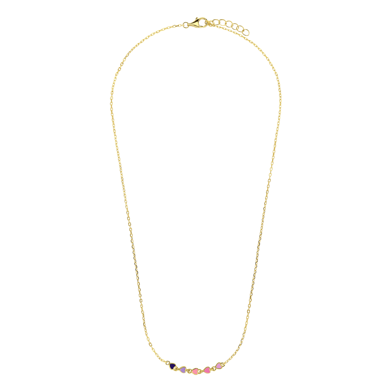 Zilveren goldplated kinderketting met hanger hart met emaille