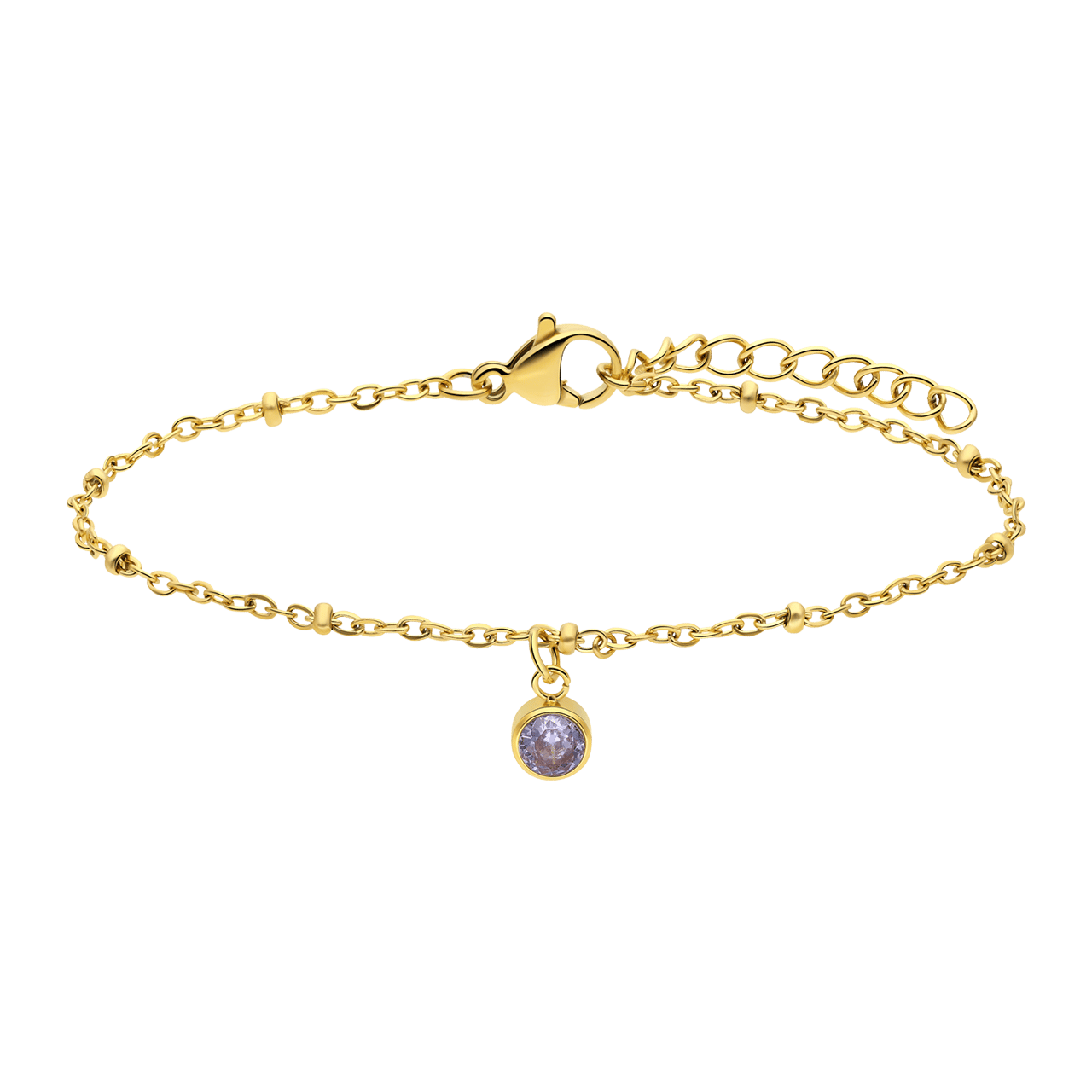 Stainless steel goldplated fantasiearmband met geboortesteen April voor dames