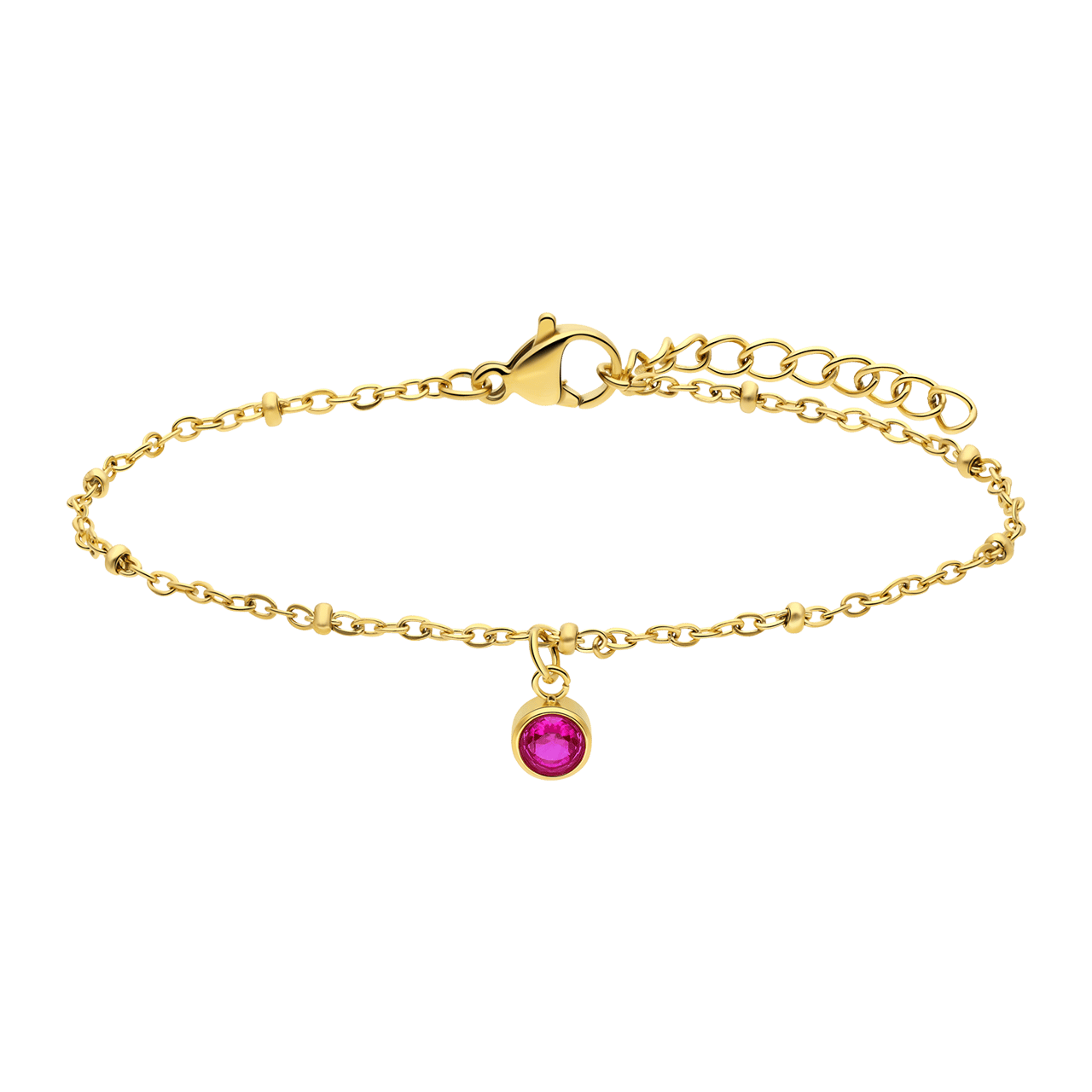 Stainless steel goldplated fantasiearmband met geboortesteen Juli voor dames