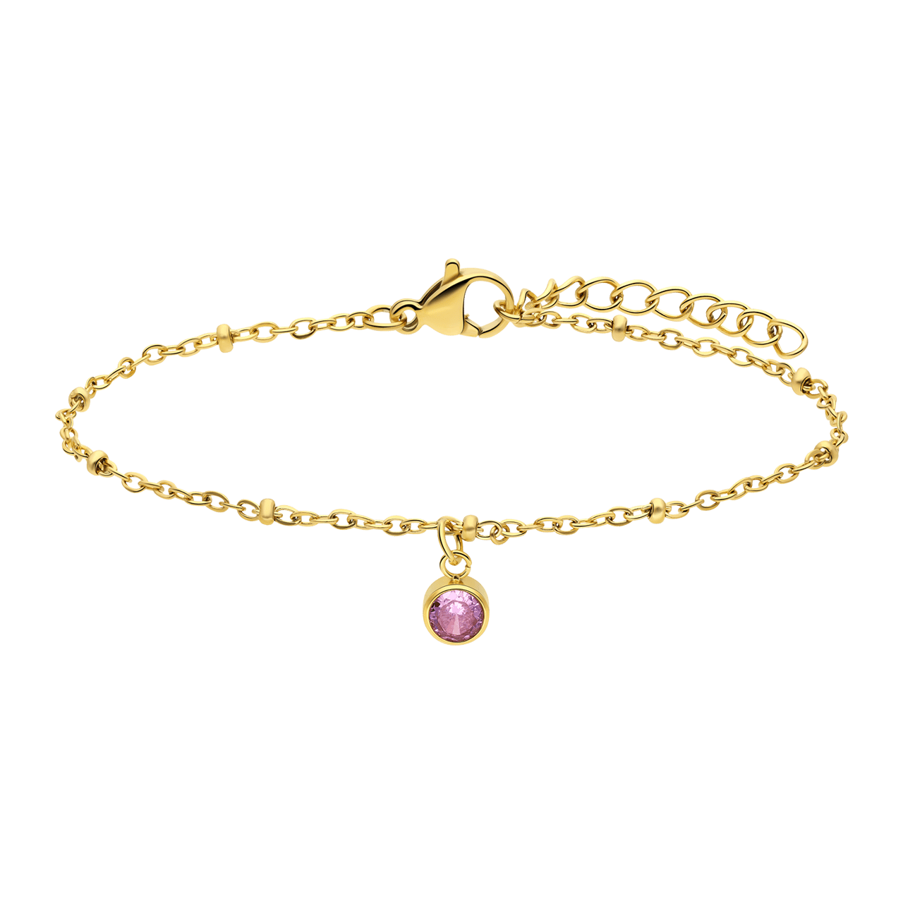 Stainless steel goldplated fantasiearmband met geboortesteen Oktober voor dames