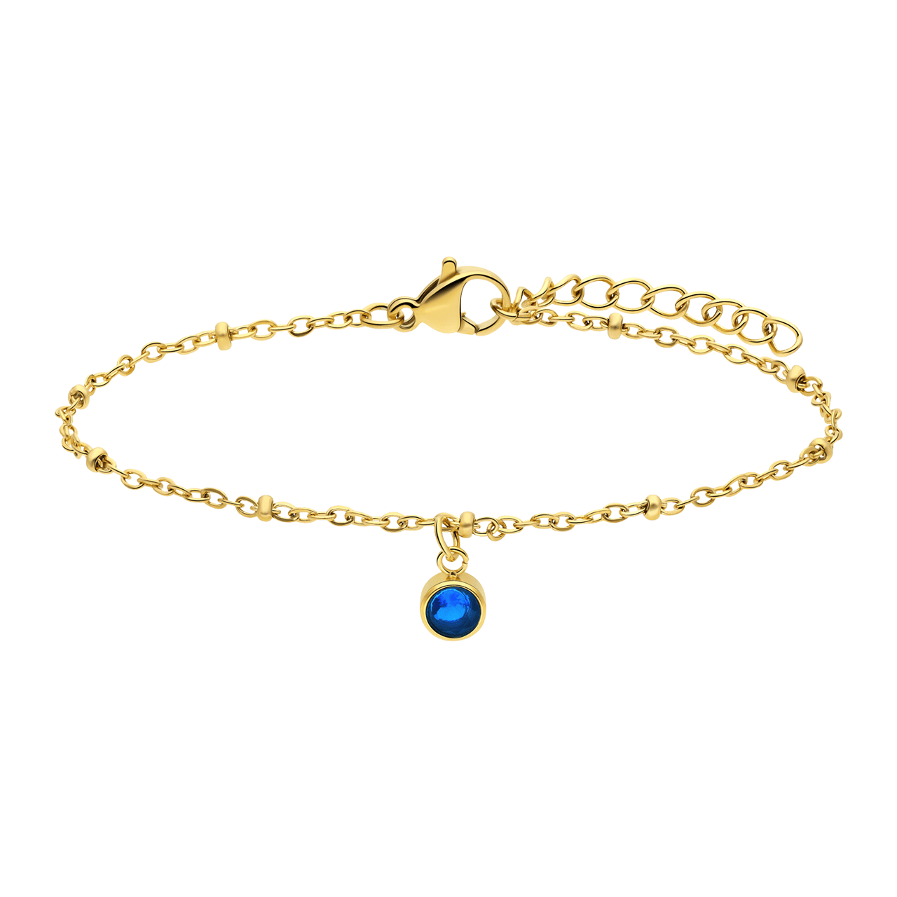 Stainless steel goldplated fantasiearmband met geboortesteen December voor dames