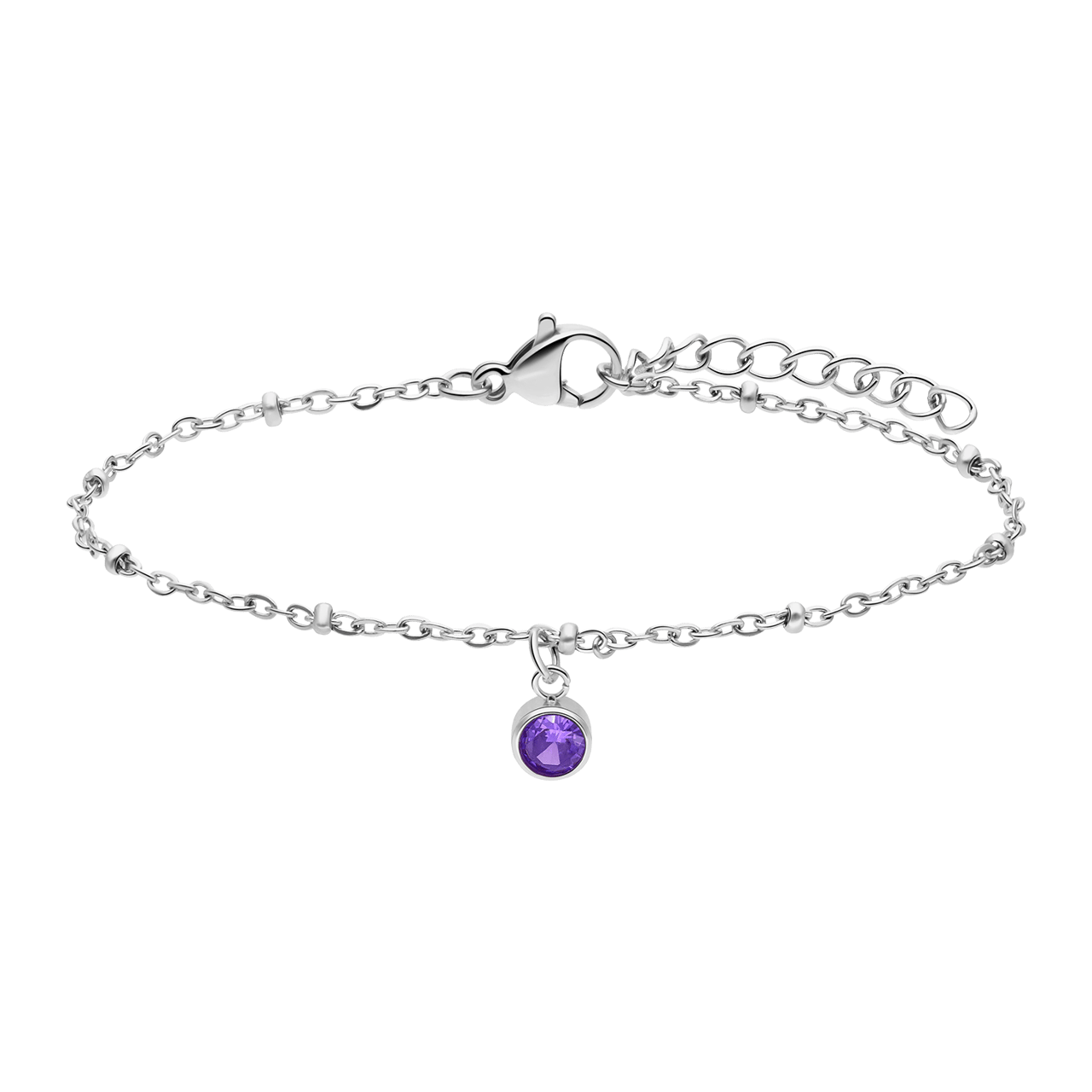 Stainless steel goldplated armband geboortesteen februari