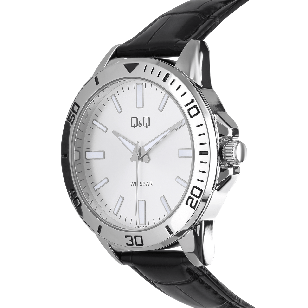 Q & Q Heren Horloge Zwart PU leer