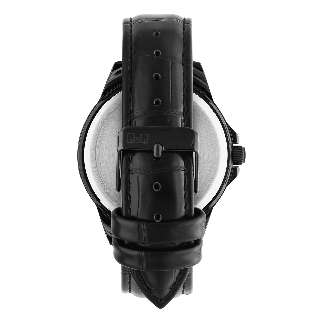 Q&Q Herrenuhr mit schwarzem Lederarmband