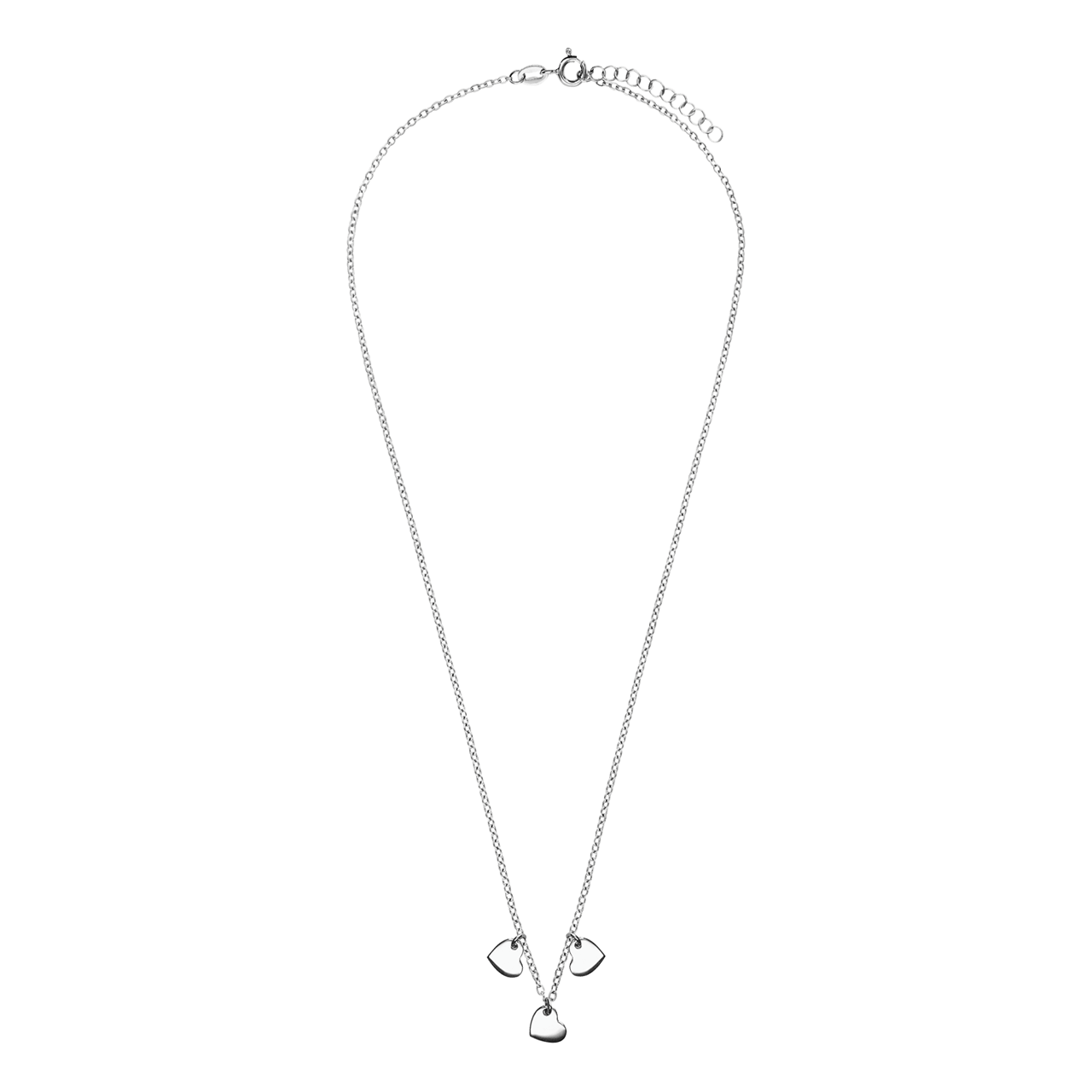 Zilveren ketting met hanger hartjes voor dames