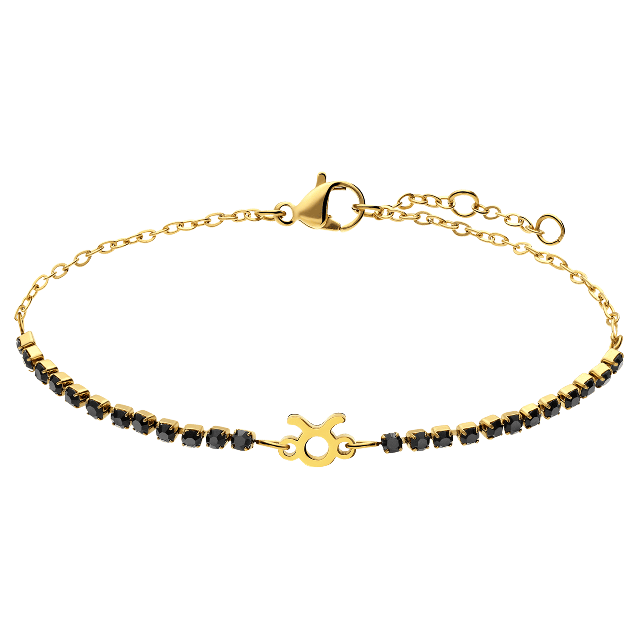 Stainless steel goldplated fantasiearmband met sterrenbeeldhanger Stier met zirkonia voor dames