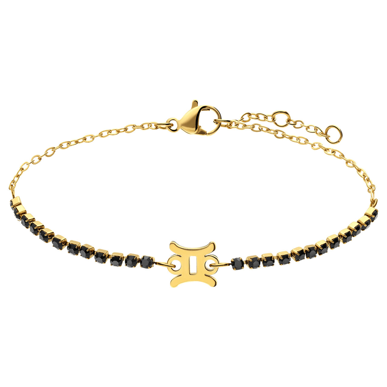 Stalen goldplated fantasiearmband met sterrenbeeldhanger Tweelingen voor da+E10158:E10180mes
