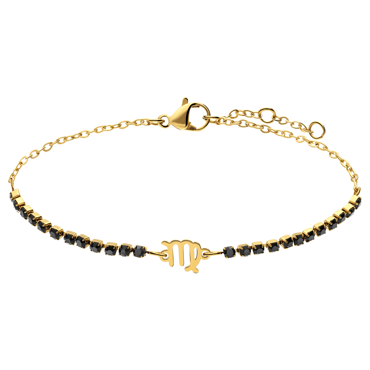 Stainless steel goldplated fantasiearmband met sterrenbeeldhanger Maagd met zirkonia voor dames
