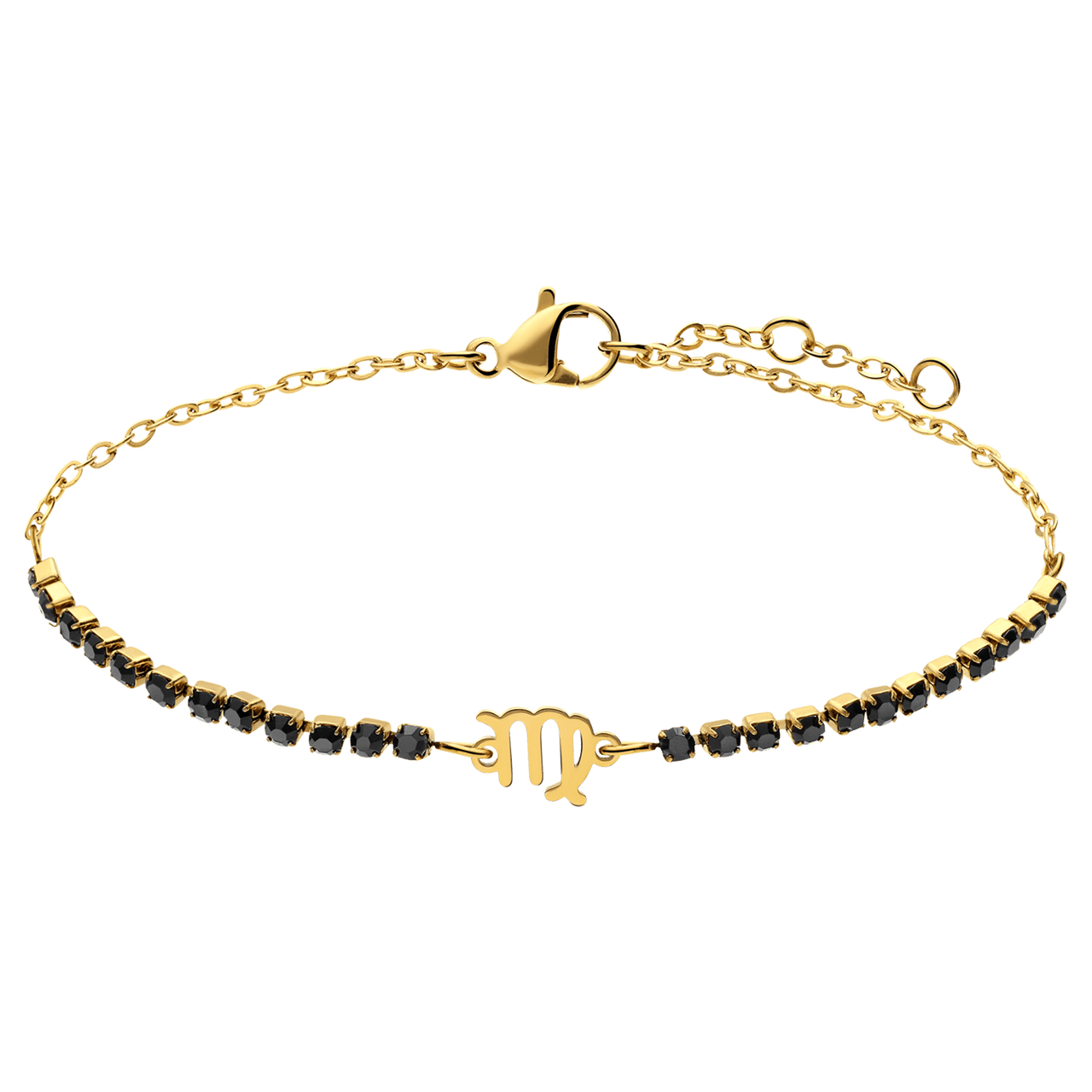 Stalen goldplated fantasiearmband met sterrenbeeldhanger Maagd met zirkonia voor dames