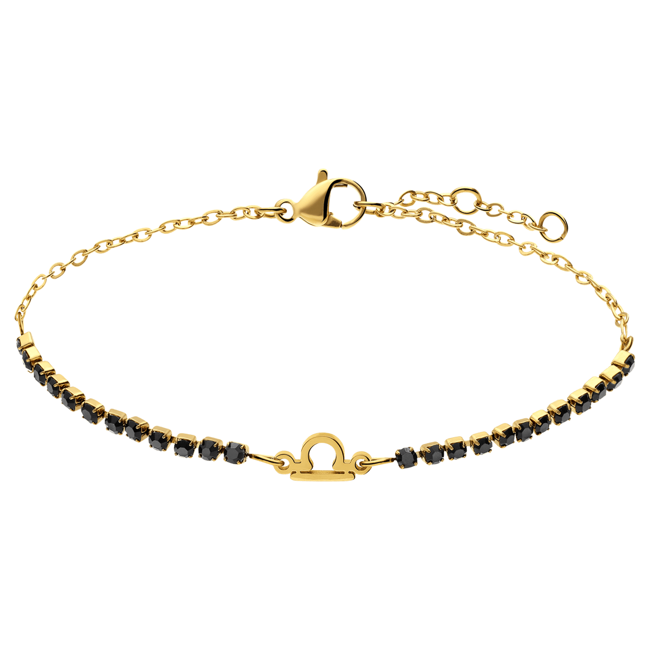 Stalen goldplated fantasiearmband met sterrenbeeld Weegschaal met zirkonia voor dames