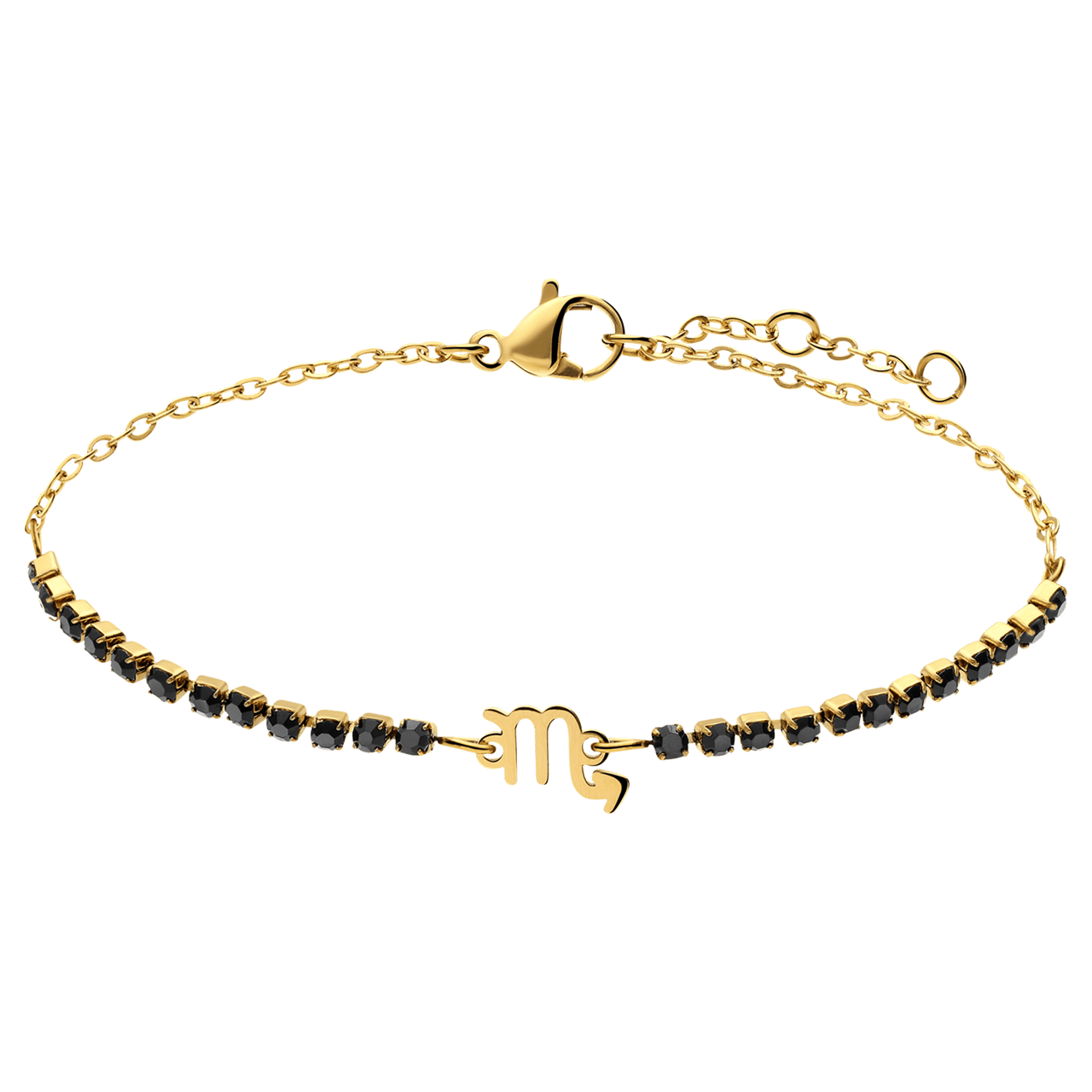 Stalen goldplated fantasiearmband met sterrenbeeld Schorpioen met zirkonia voor dames