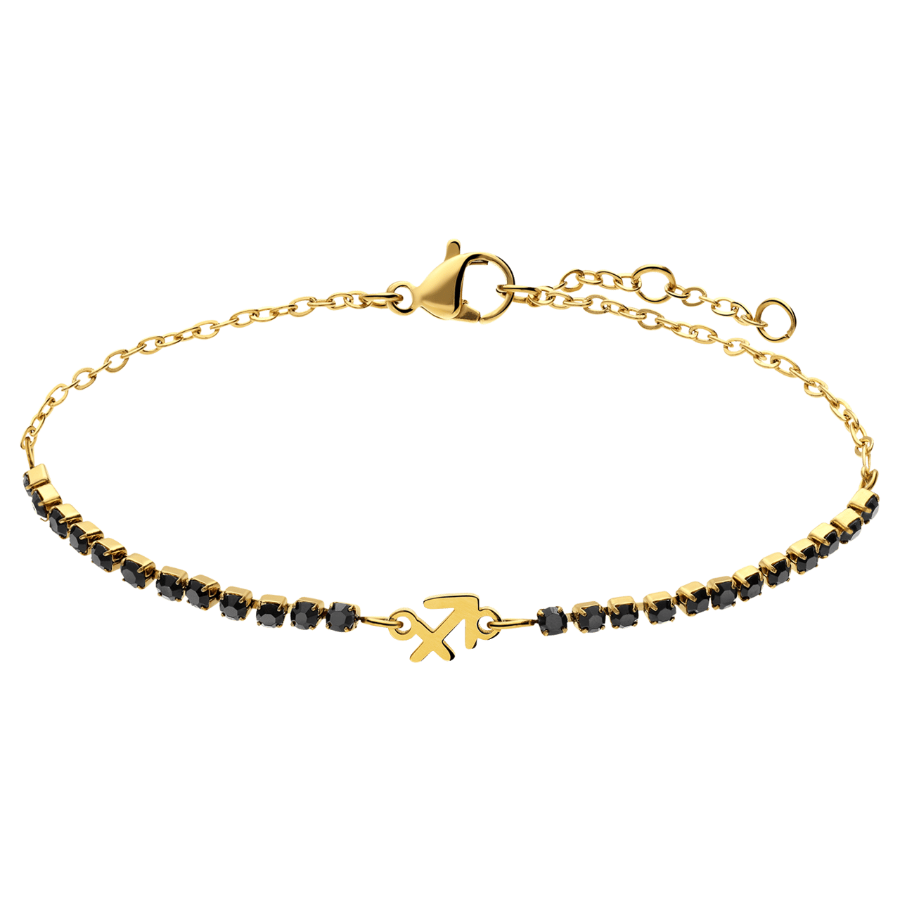 Stainless steel goldplated fantasiearmband met sterrenbeeld Boogschutter met zirkonia voor dames