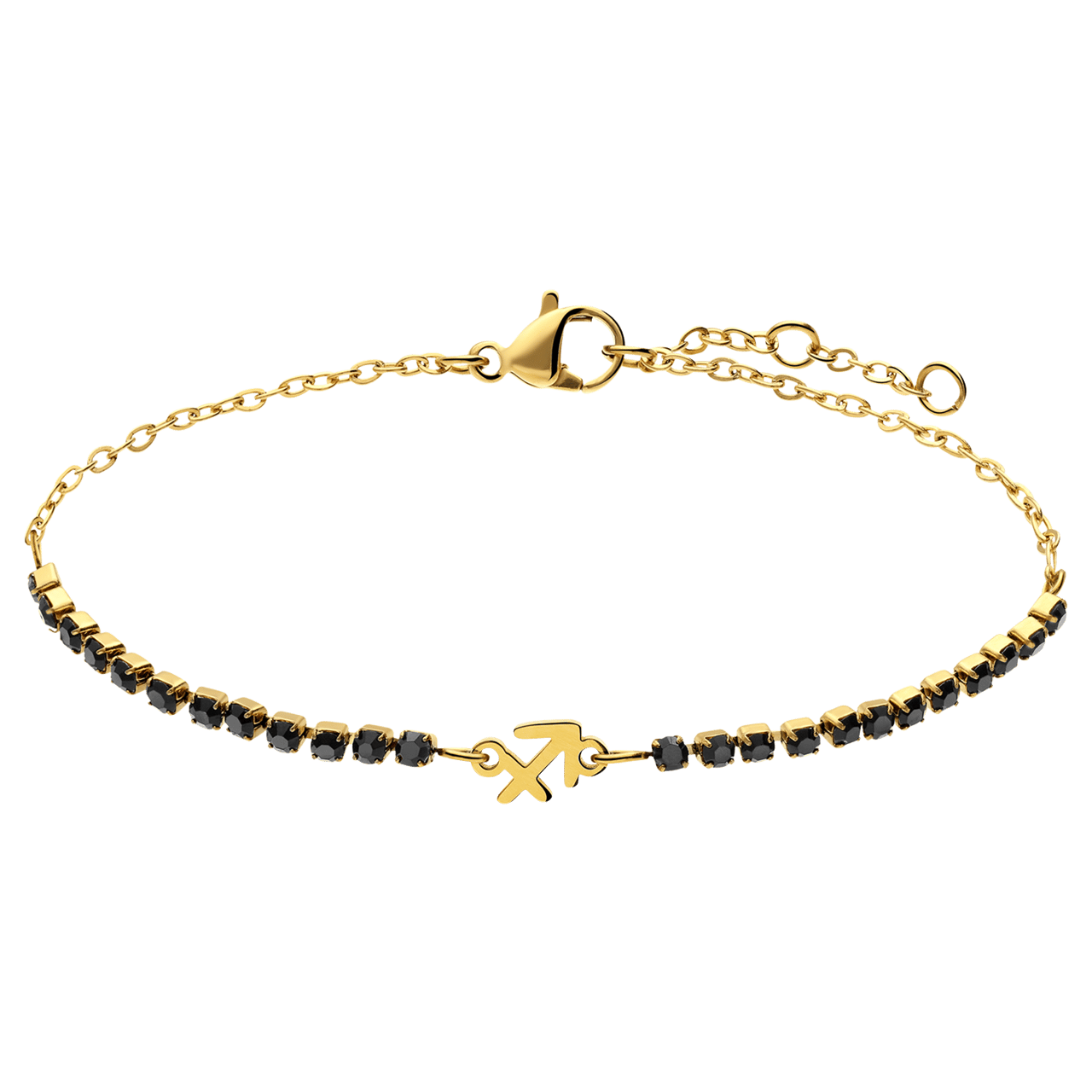Stalen goldplated fantasiearmband met sterrenbeeld Boogschutter met zirkonia voor dames