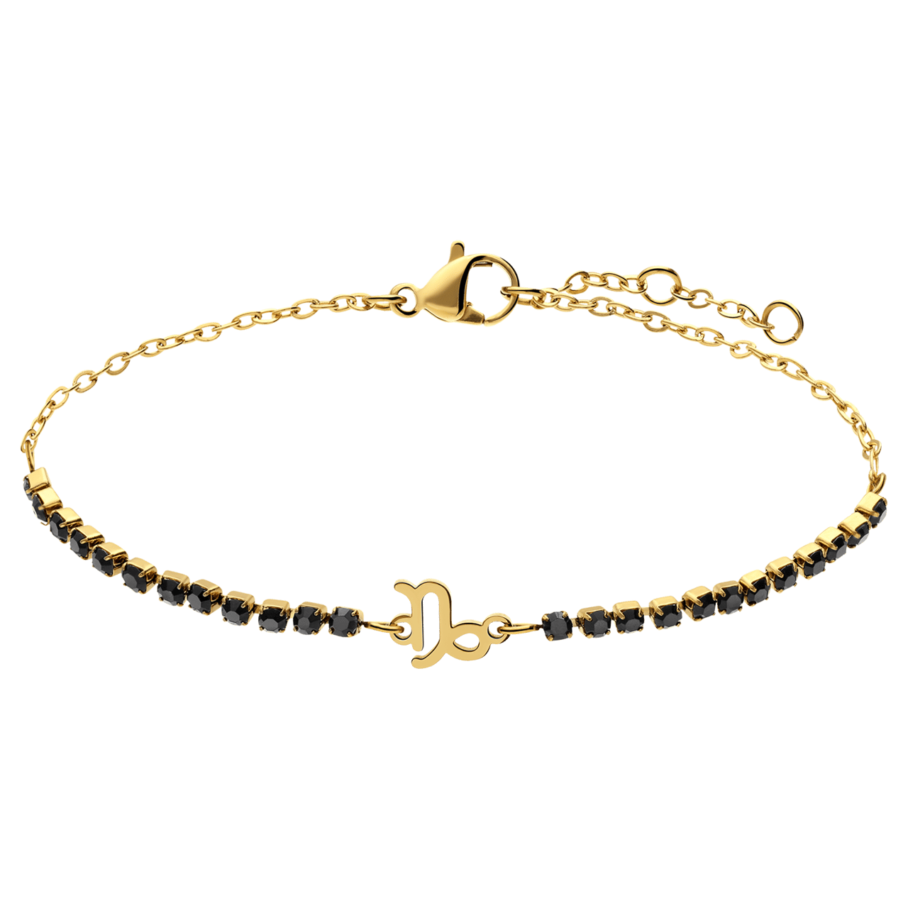 Tennisarmband aus Edelstahl, vergoldet, Steinbock/Capricornus