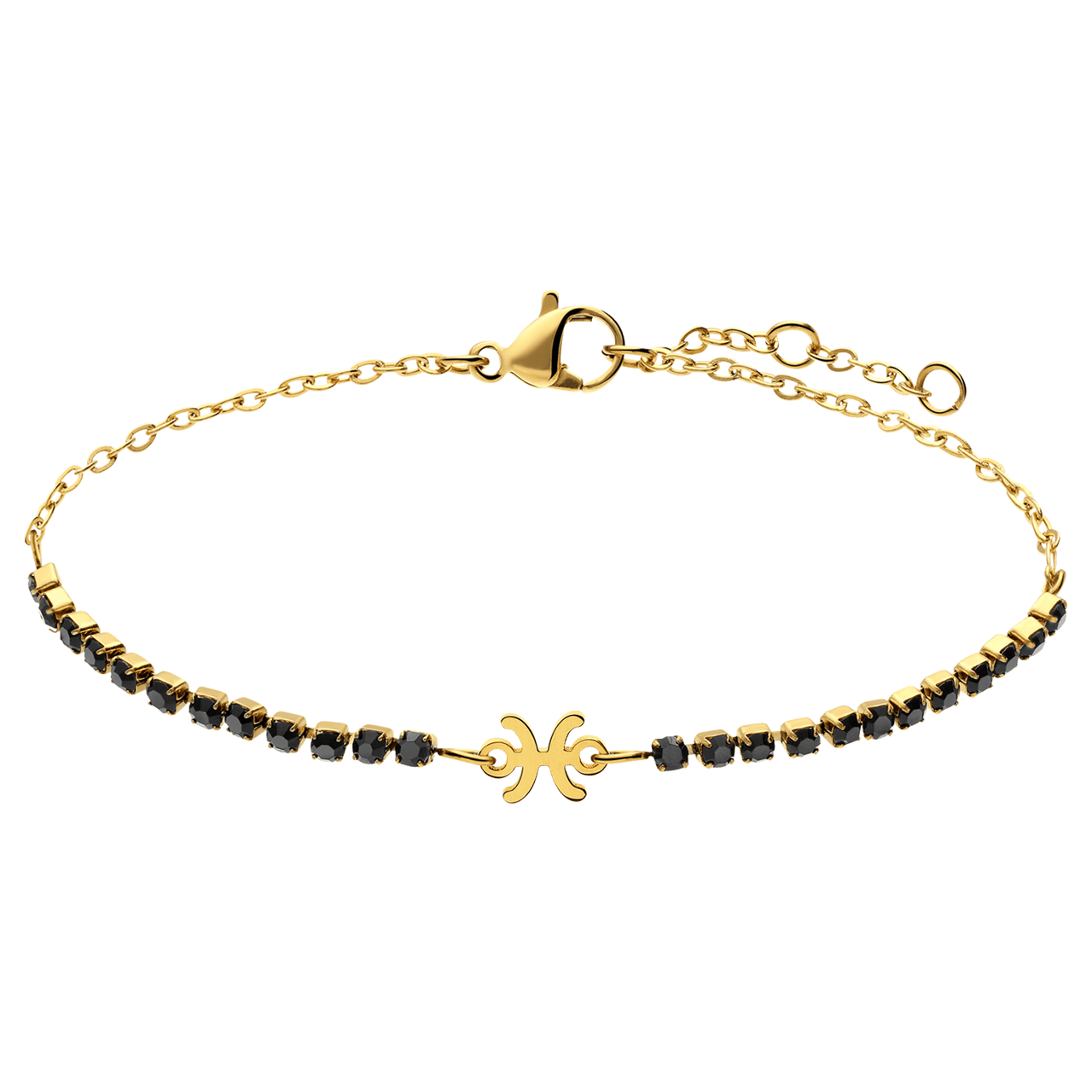 Stalen goldplated fantasiearmband met sterrenbeeld Vissen met zirkonia voor dames